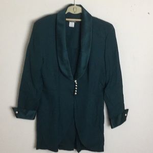 80s Vintage Tuxedo Blazer Emerald Green Usa 10P